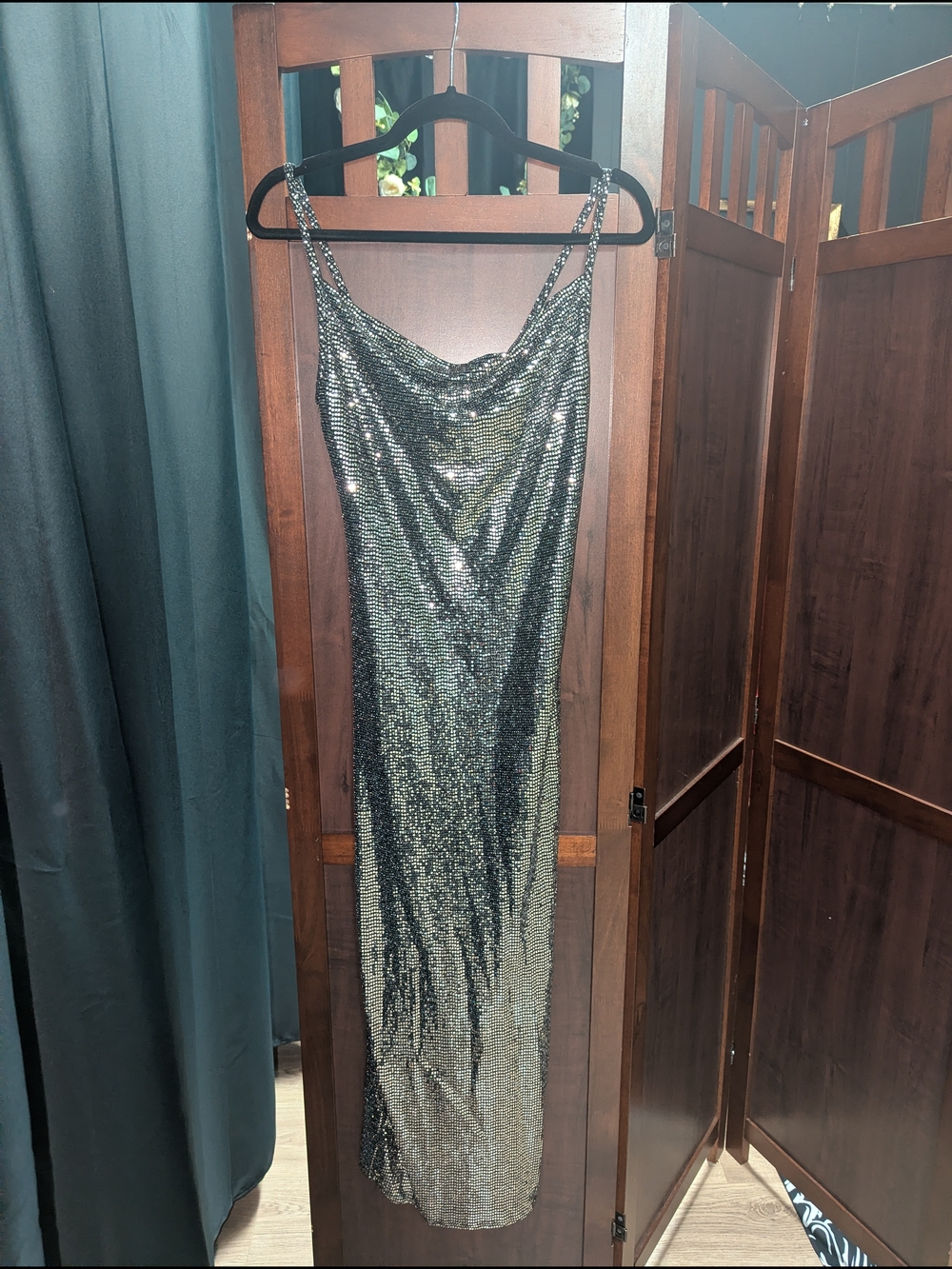 Olivia Rae Silver Sequin Maxi Slip Dress